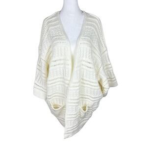 Orfeo Paris Ivory Open Front Chunky Knit Duchesse Cardigan Sweater One Size NWT